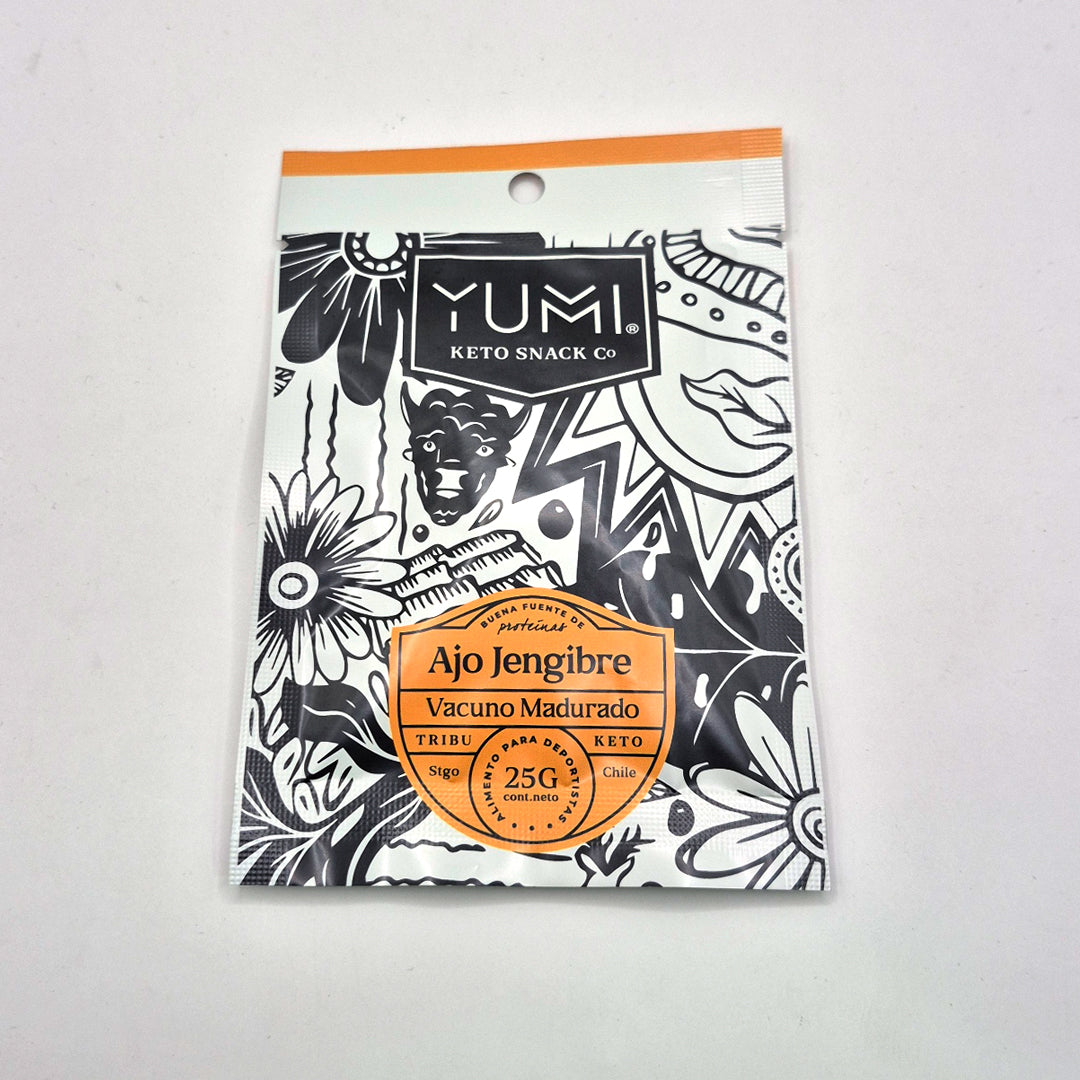 Vacuno Madurado Ajo Jengibre 75 grs. | YUMI KETO SNACK